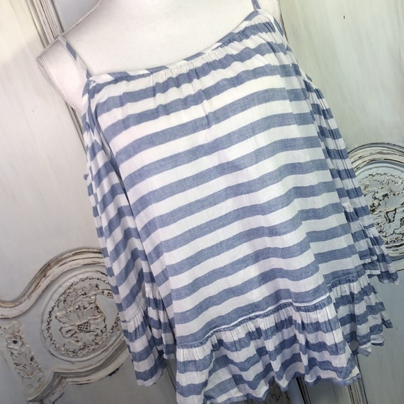 Beachlunchlounge 100% Cotton Striped Cold Shoulder Mid Sleeve Top Size Medium - Picture 3 of 11